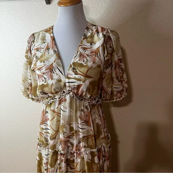 BalticBorn Santorini floral ruffle maxi dress SMALL - Image 3