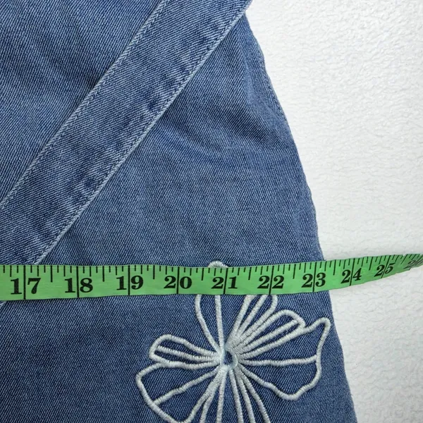 Free Assembly‎ NWT 48Y Floral Embroidered Denim Mini Shirt Dress Medium Wash XL - Image 8