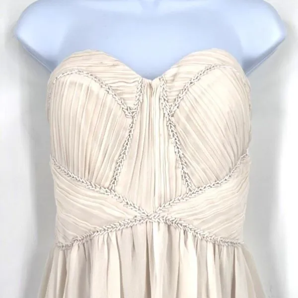Lulus A‎ Star is Born Cream Strapless Maxi Dress Beaded Embellished Medium - Image 4