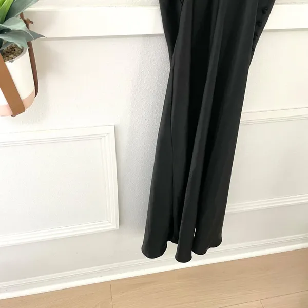 Zara Black Satin Silky Button Side Midi Dress Size M 7969/221/800 - Image 8