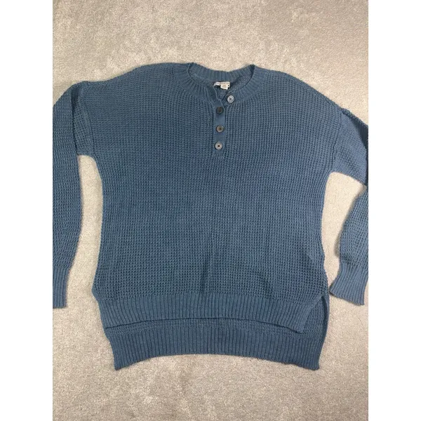 American Eagle Women's Blue Knit Henley Small Oversized - Image 3