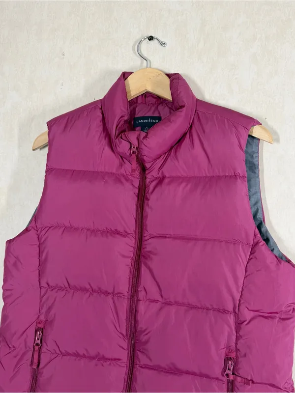 Lands’ End Women’s Down Puffer Quilted Vest Full Zip in Pink M - Image 2