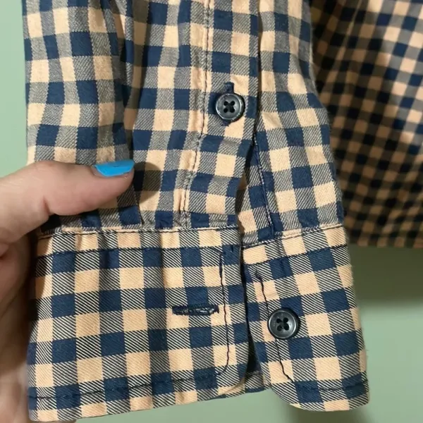 Pendleton Womens Gingham Plaid Button Down Shirt Navy Pink‎ Long Sleeve size M - Image 5