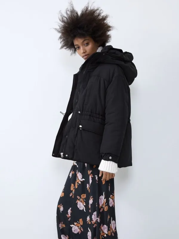 Black Zara hooded puffer jacket Size XS - Image 5