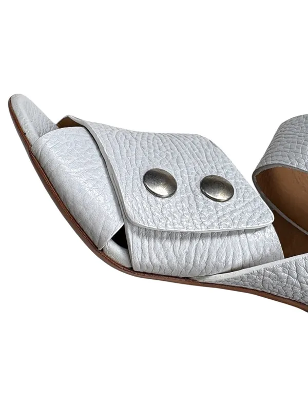 Like New Acne Studios Leather Pica Bamboo Heel Ankle Wrap Sandals White Size - Image 4
