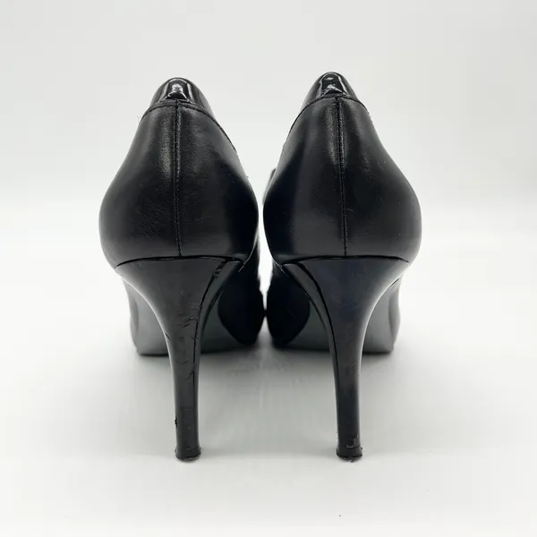 Tahari Womens Mary Jane Helen Heels 7.5 Black Pumps Evening Peep Toe Timeless‎ - Image 3