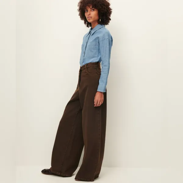 $275 New Sessun Dalt Brown Wide leg High Rise Jean - US 24 (34) - Image 4