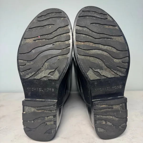 Michael Kors Stockard Gloss Logo Tall Rain Boots Size 7 Black Gold - Image 8