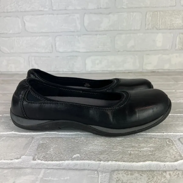 L.L. Bean Ballet Flats Shoes Womens 8 Black Leather Round Toe Slip On Sneakerina - Image 3