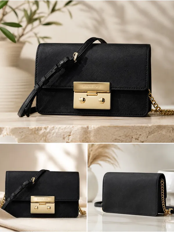 Michael Kors Black Crossbody with Gold-Tone Push Lock - Image 2