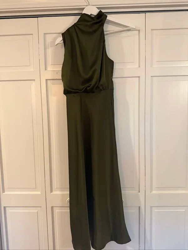 Lulus distinctive charm satin draped high neck dress size xs - Image 3