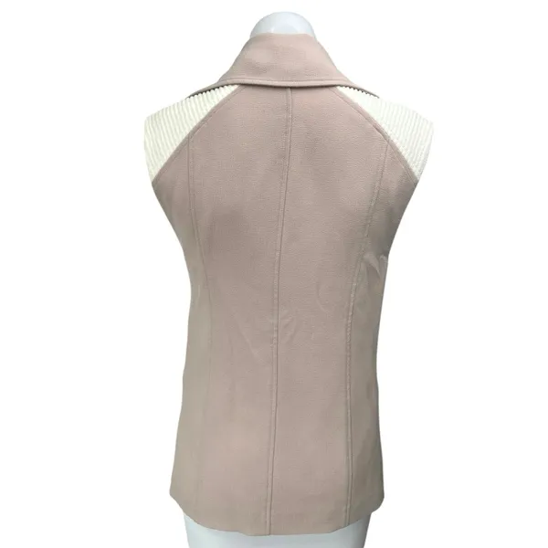 Aritzia Wilfred Timbre Tan Cream Sleeveless Snap Moto Vest Coat Jacket Size XS - Image 2