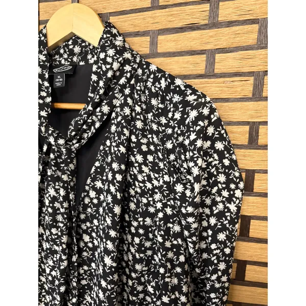 Scoop Black And White Floral Tie Neck‎ Dress Size XL - Image 5