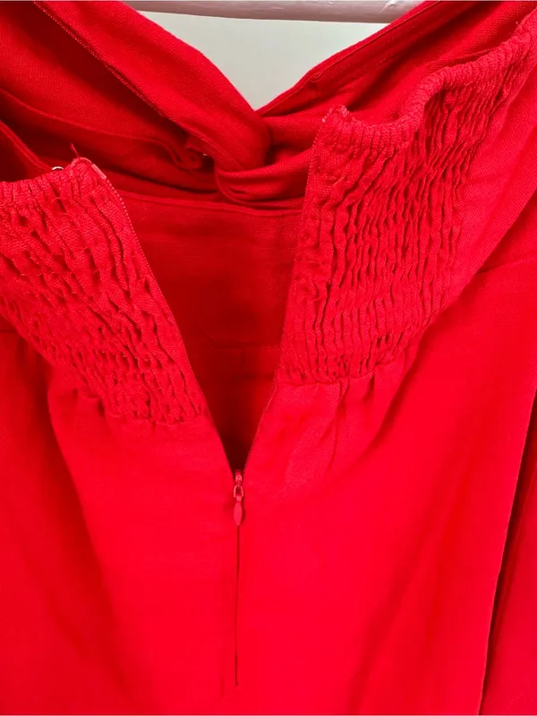 Cotton Candy LA Red Linen Keyhole Dress Size Medium - Image 7