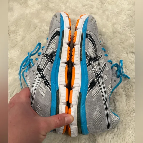 Asics‎ Gel-Neo 33 running shoes Woman's Sneakers Size 8 Gray, Blue, and orange. - Image 6