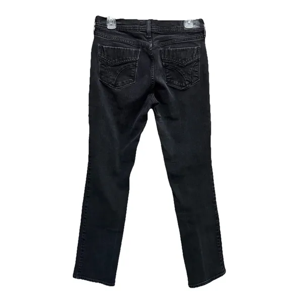 Levi's 505 Straight‎ Leg Mid Rise 9" Skinny Black Jean Size 6 Pockets Logo - Image 5