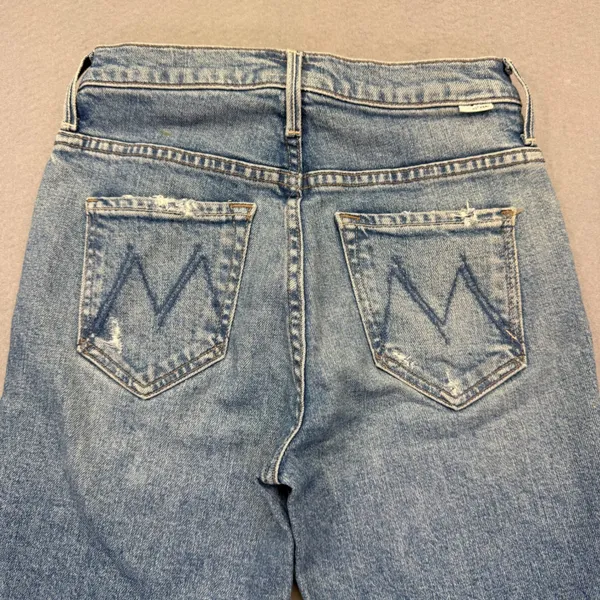 MOTHER The Tripper High Rise‎ Straight Leg Distressed Jeans Blue Size 24 READ - Image 2