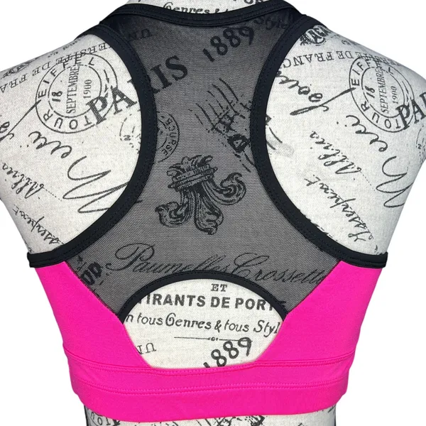 BCG (M) Pink Racerback Sports Bra Mesh Back Tru‑Wick Fabric Black Details - Image 7