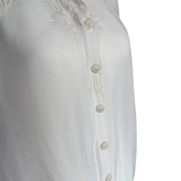 Johnny Was‎ White Embroidered Long Sleeve Sheer Blouse Sz M - Image 7