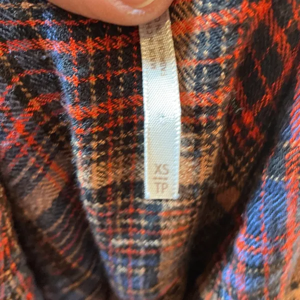 Free People Plaid Mini Dress Blue Orange Back Cutout Tie XS - Image 7