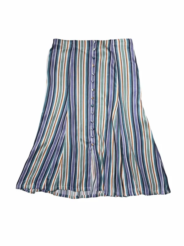 Maeve Anthropologie Freya Satin Multi Striped Midi Skirt Womens 4 - Image 2