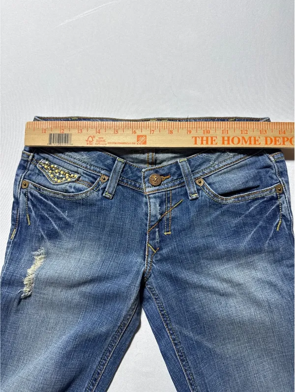 J & Company Flared Blue Jeans with Studded Pockets - Size 25 - Image 7