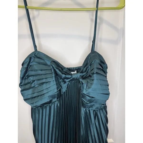Petal and Pup Vikki Green Emerald Pleated Elegant Dress Adjustable Straps US 12 - Image 4