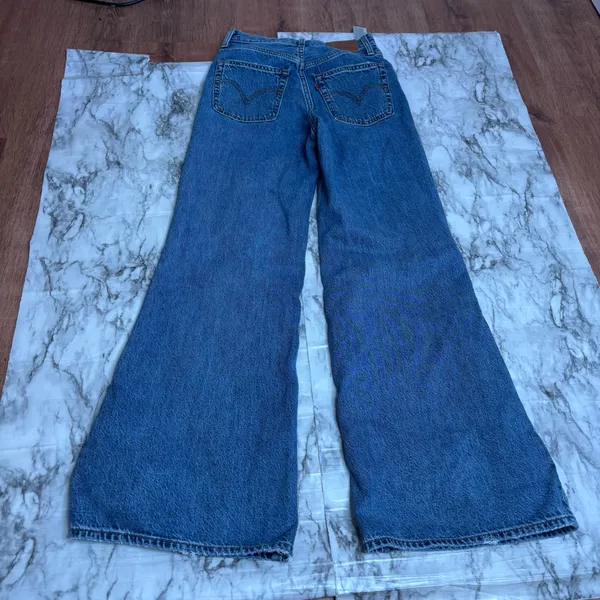 Levi's Premium High Loose Flare Denim Jeans Distressed high rise size 25 western - Image 9