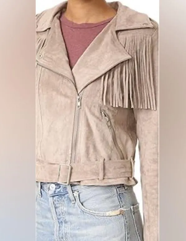 Moon River Faux Suede Fringe Moto Jacket size Small - Image 2
