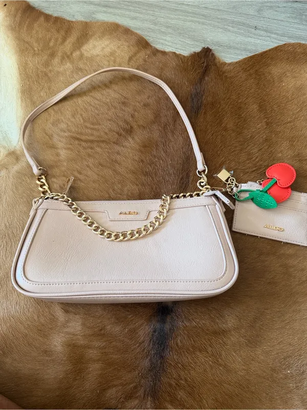 ALDO Blush Pink Convertible Shoulder Bag / Crossbody w Cherry Charm/Cardholder - Image 3