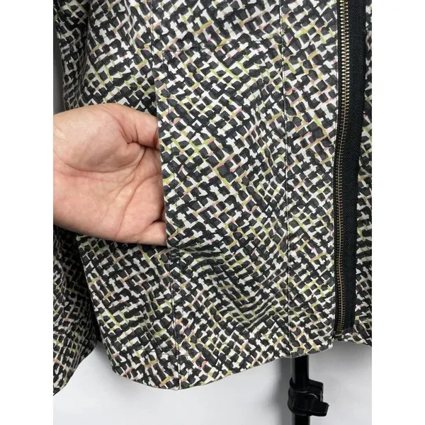 CAbi Cliffside Moto Jacket Abstract Multicolor Full Asymmetric Zip 5099 Size‎ M - Image 3