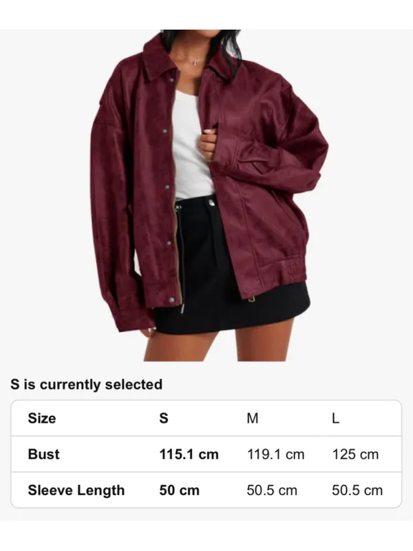 NEW Bomber Vegan Leather Jackets Oversized Zipper Lapel L - Image 3