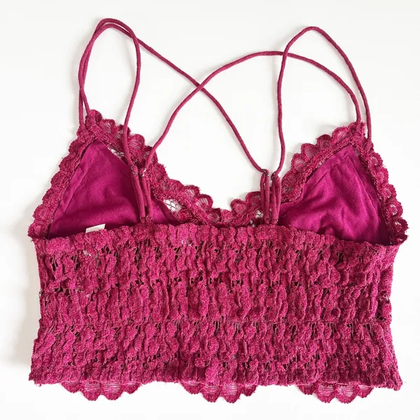 Free People FP One Womens Mulberry Celine Velvet Lace Longline Bralette Size‎ S - Image 7
