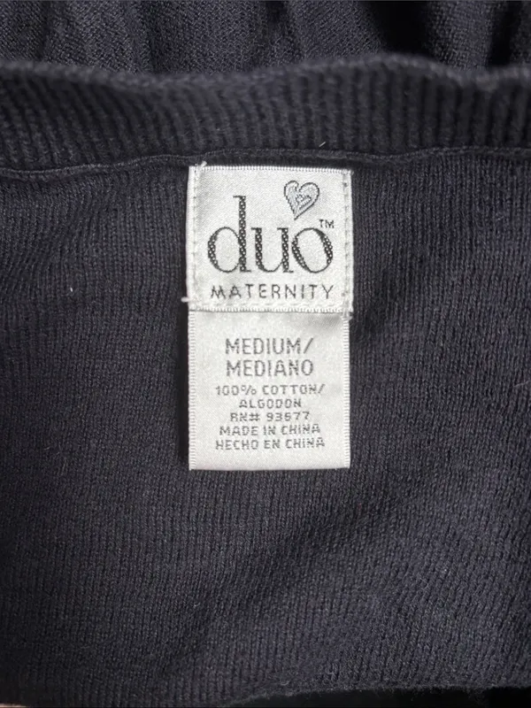 duo Maternity Black Button-Front Knit Top with Scoop Neck - Image 2