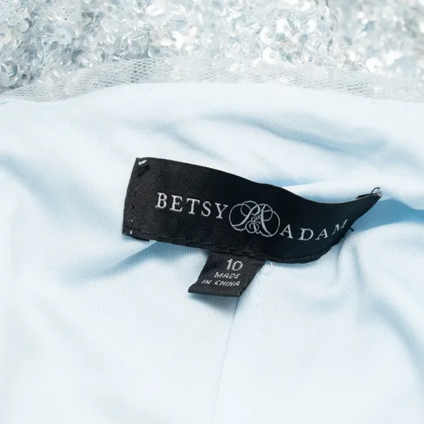 Betsy &‎ Adam - Ice Blue Sequined Floor Length Gown - Image 4