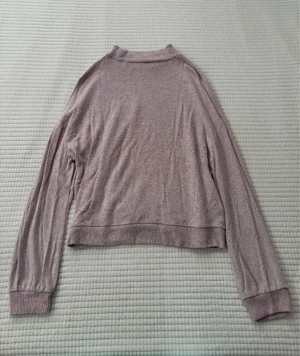 Women’s Lightweight Mock Neck Pullover Sweater - Dusty Pink Size S - Image 2