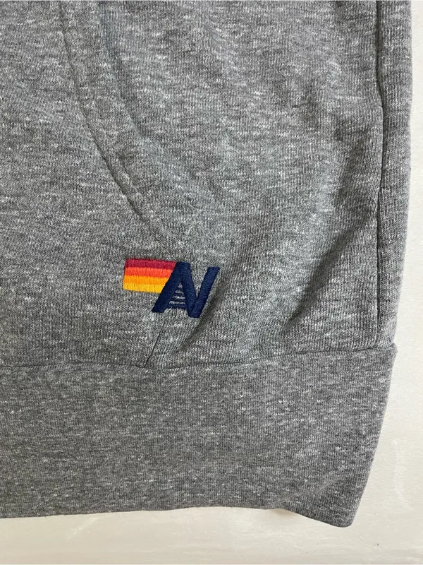 Aviator Nation 5 Stripe Full Zipper Hoodie Heather Grey Size XS Unisex New - Image 6