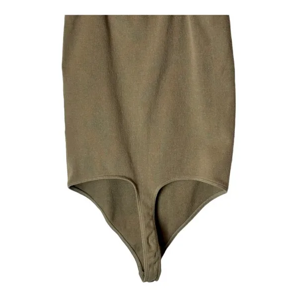 Good American Brown Ribbed Stretch Square Neck Thong Tank Bodysuit Size‎ L/XL - Image 7