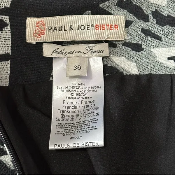Paul & Joe Sister Vintage Women’s Size 36 2 Black White RARE Cat Print Skirt - Image 6