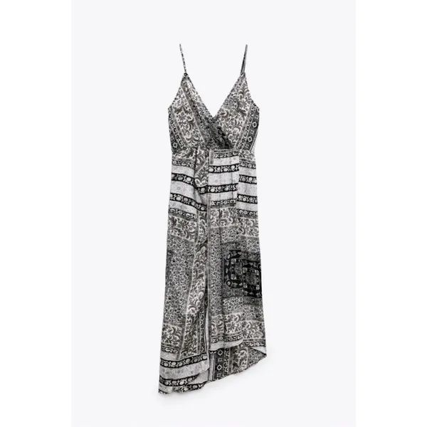 Zara Asymmetrical Dress in Black and White - Image 3