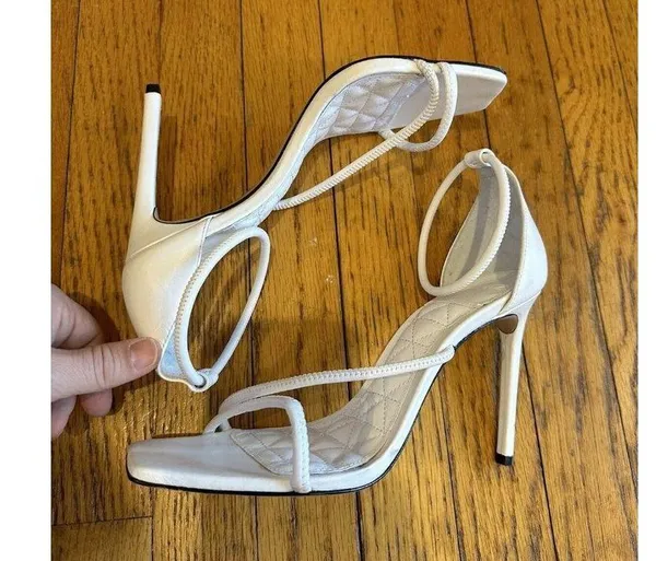 SCHUTZ Gaiah Ankle Strap Sandals in White Leather Size 7.5 EUC - Image 7