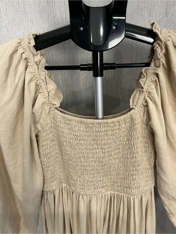 Women’s Cream Smocked Off-Shoulder Maxi Dress Size 2 - Image 13