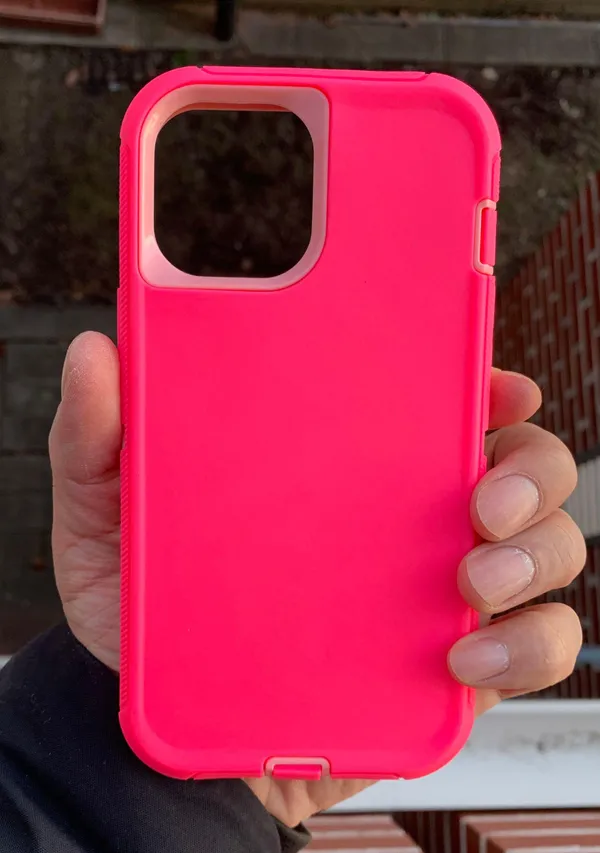 iPhone 12Pro Max Fashion Dual Layers Shockproof Defender Case -Pink/light Pink - Image 4
