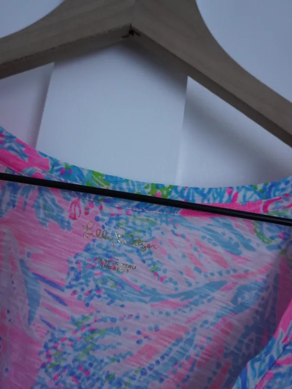 Lilly Pulitzer Pink Multicolor Floral V-Neck Short Sleeve Etta Top - Image 2