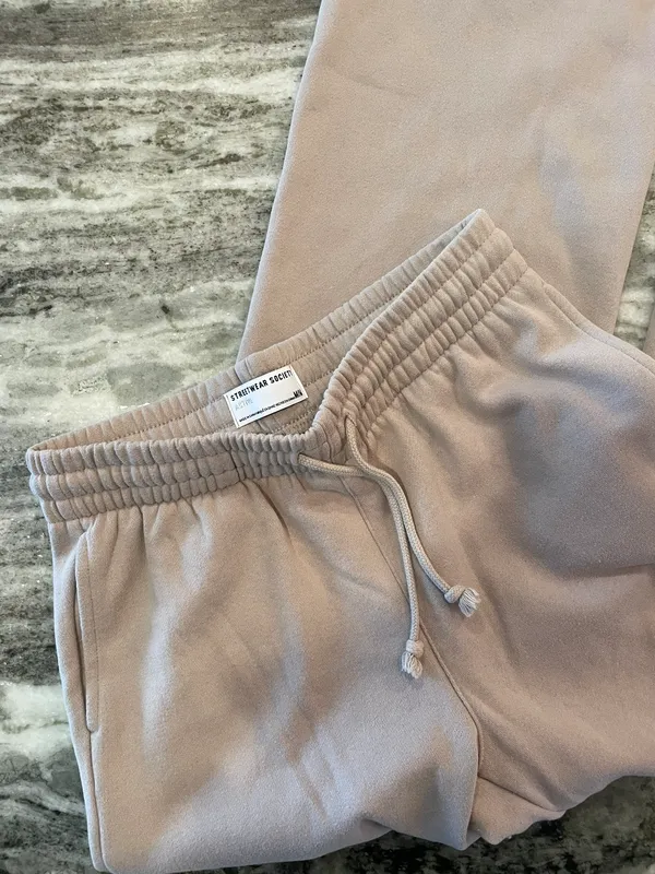 Streetwear Society Neutral Tan Wide Leg Sweatpants - Image 3