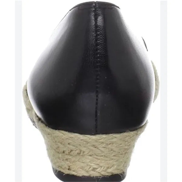 Ros Hommerson Envy black leather espadeille wedge heel 9 - Image 3