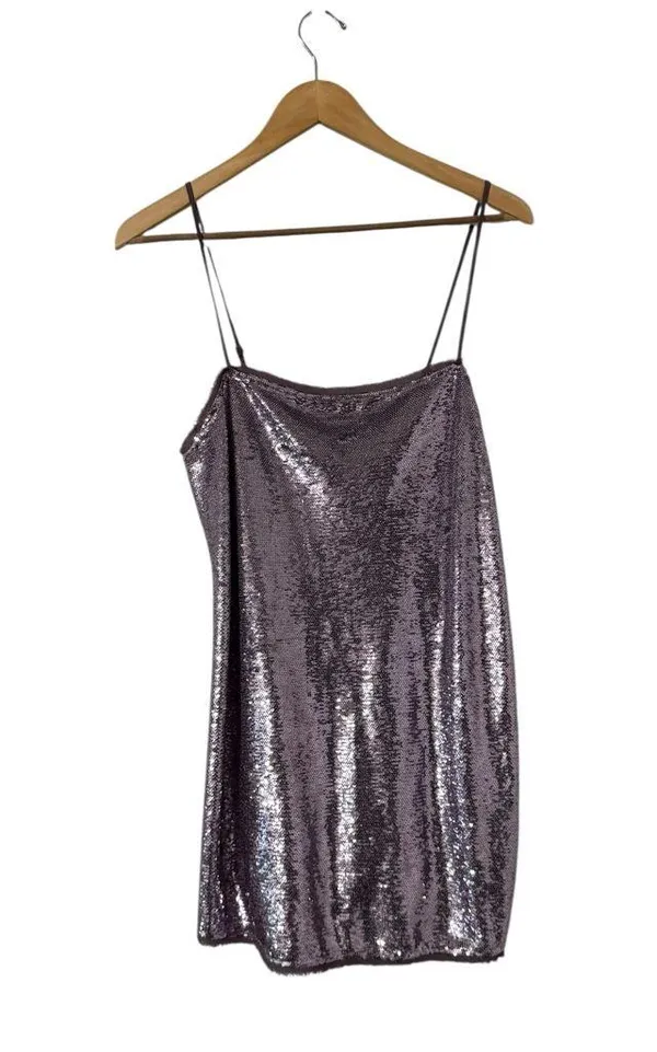 FREE PEOPLE Intimately Time To Shine Sequin Purple Slip Mini Dress - Image 3