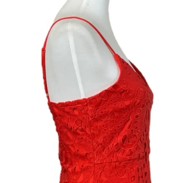 Lulus Mini Dress Lace Crochet Bodycon Spaghetti Strap Coral Women’s Size Small - Image 9