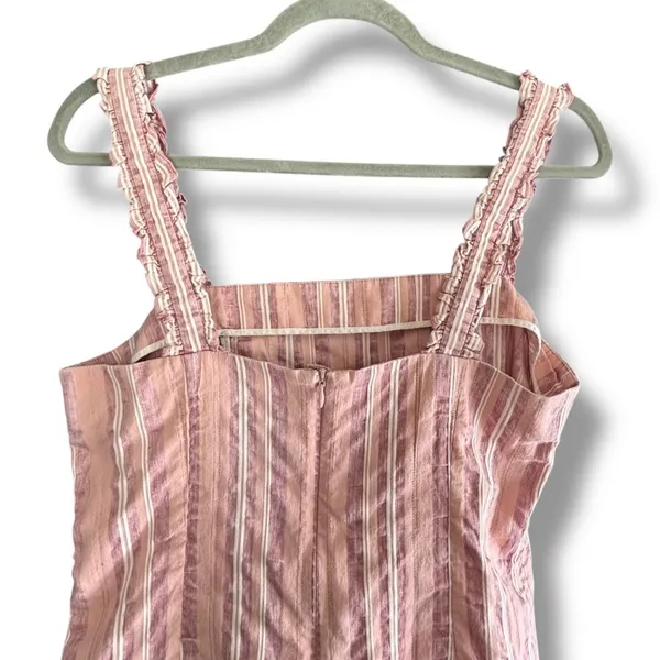 Alexis‎ Brandy Dress Rose Stripe Mini Pink White Ruffle Hem Square Neck Cotton - Image 6