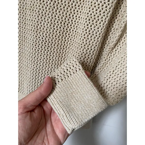 Everlane Mesh Soft Cotton Crew Sweater in Praline Cream Women's sz XS Minimalist - Image 10
